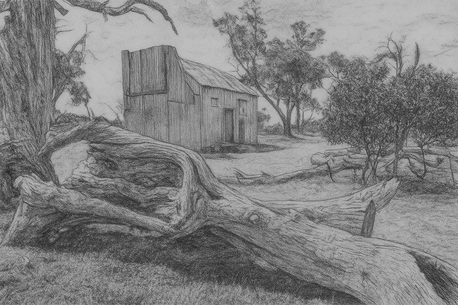 Drawing of Hainsworth Hut
